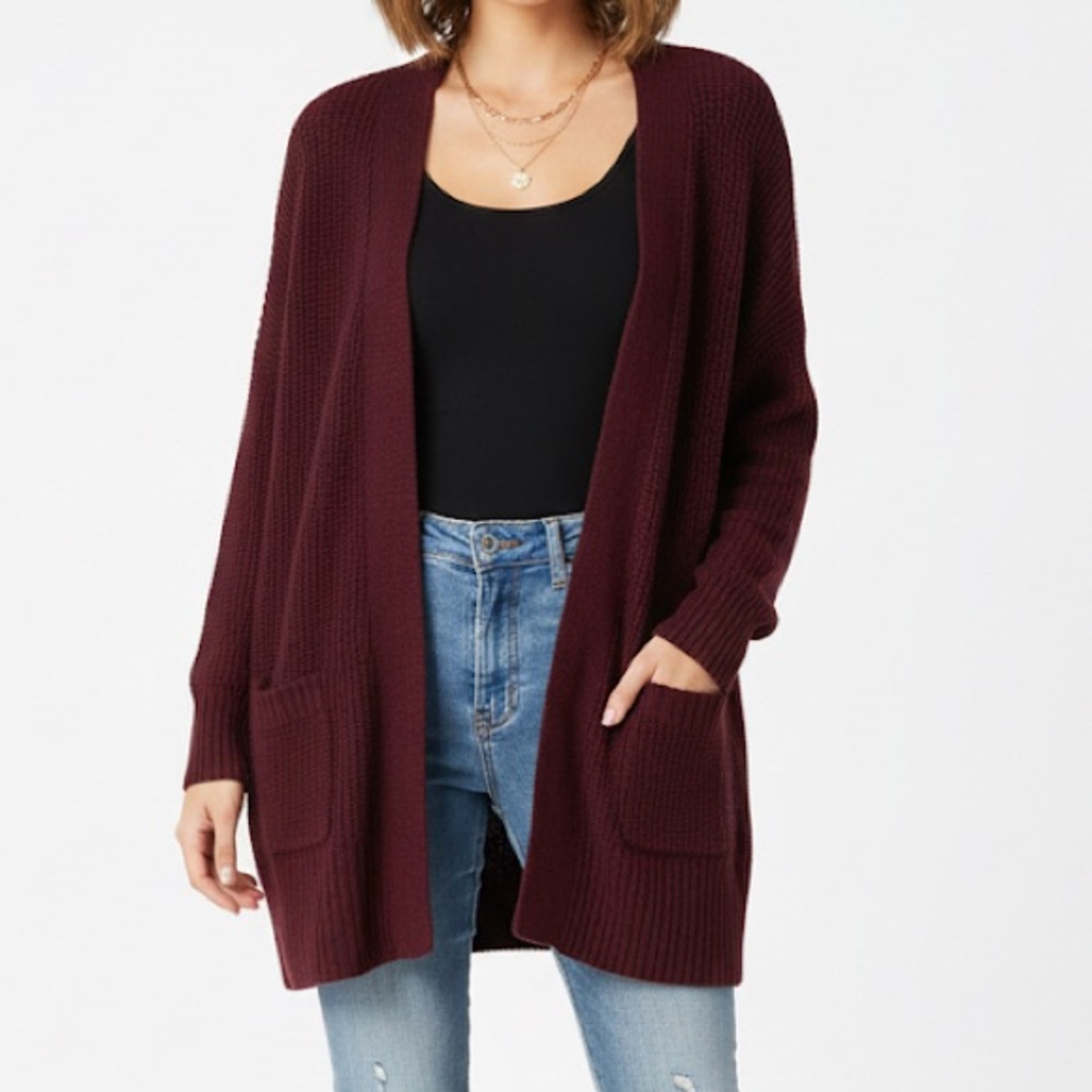 Deep Burgundy Cardigan Sweater - Size M